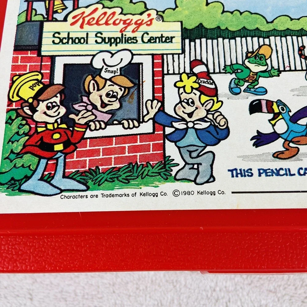 Vintage Kellogg's Pencil Box Cereal Snap Crackle Pop Toucan Sam Empire USA 1980